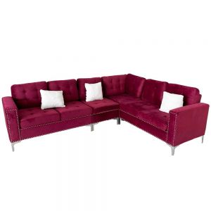 Sofa góc L 2m6 x 1m6 nệm bọc vài màu đỏ SFL68028