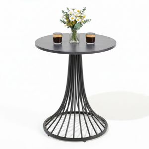 Bàn cafe tròn 60cm gỗ cao su chân sắt loa kèn CFD68119