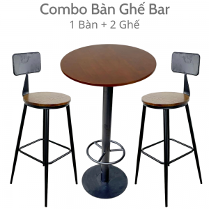 Bộ Bàn Bar Tròn và 2 Ghế Bar Có Tựa Lưng CBCF175