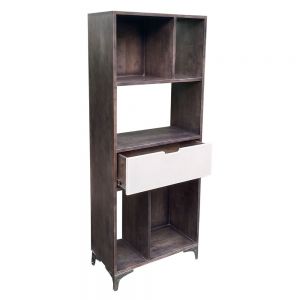 Kệ sách có ngăn kéo 60x35x150cm gỗ cao su chân sắt KS68156