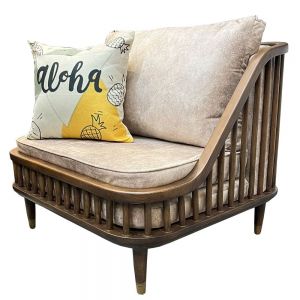 Ghế sofa đơn KBH nan gỗ nệm da GSD68062