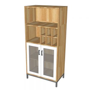 Tủ phòng ăn kết hợp tủ rượu gỗ cao su chân sắt TPA003