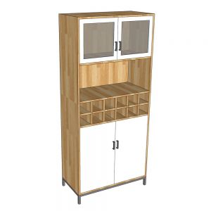 Tủ phòng ăn kết hợp tủ rượu gỗ cao su chân sắt TPA011