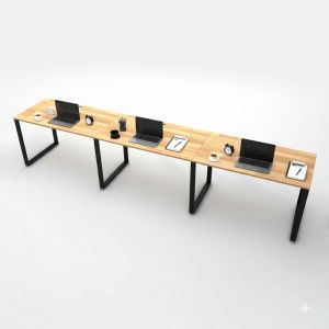 Bàn làm việc cụm 3 gỗ cao su hệ Rectang HBRT066 Bàn làm việc cụm 3 gỗ cao su hệ Rectang HBRT066