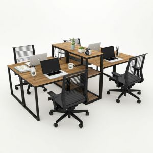 Bàn làm việc cụm 4 kết hợp kệ HBMN020