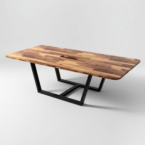 Bàn họp 240x120cm gỗ tràm chân sắt BH68030