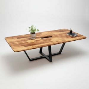 Bàn họp 120x240cm gỗ tràm chân sắt sơn tĩnh điện BH68029