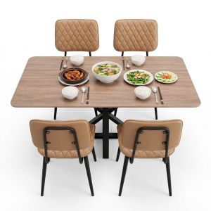 Bộ Bàn Ăn 140x80cm Và 4 Ghế Nệm Simili CBBA093