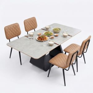 Bộ Bàn Ăn Gỗ Plywood và 4 Ghế Nệm Nhiều Màu CBBA086