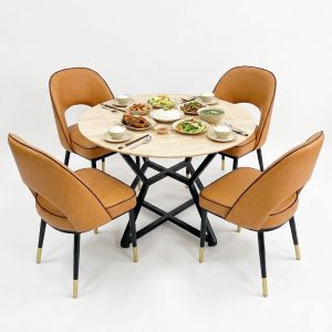 Bộ bàn tròn 1m và 4 ghế nệm Collin CBBA131