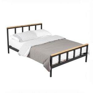 Giường ngủ gỗ cao su khung sắt GN68046
