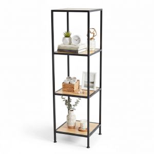 Kệ 4 tầng nhỏ gọn gỗ cao su khung sắt KS68186