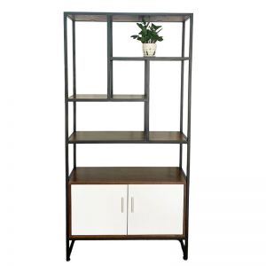 Kệ sách có hộc tủ gỗ cao su khung sắt KS68176