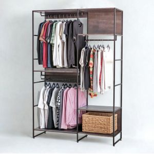 Tủ Kệ quần áo gỗ cao su khung sắt KQA68059 Tủ Kệ quần áo gỗ cao su khung sắt KQA68059