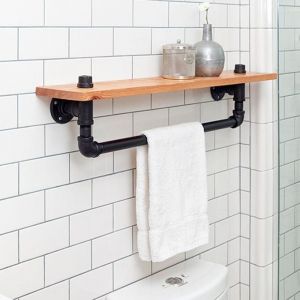 Giá treo khăn ống nước 80x20cm gỗ cao su KPT68001