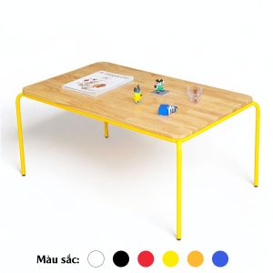 Bàn mầm non 120x60cm mặt gỗ chân sắt nhiều màu KGD029 Bàn mầm non 120x60cm mặt gỗ chân sắt nhiều màu KGD029
