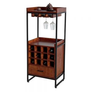Tủ đựng rượu gỗ tự nhiên có khay để ly vang TPA015