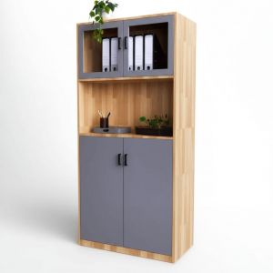 Tủ hồ sơ cao gỗ cao su 4 tầng 2 cửa THS68054