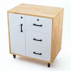 Tủ hồ sơ cá nhân gỗ tự nhiên bánh xe có khoá TCN68024