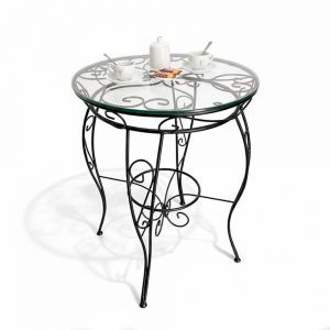 Bàn tròn mặt kính chân sắt hoa văn CFD68146