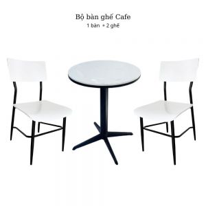 Combo bàn mặt đá và 2 ghế tựa lưng gỗ CBCF217