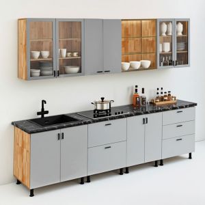 Module tủ bếp 2m6 gỗ tự nhiên chống ẩm BTB68017