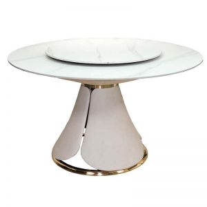 Bàn ăn tròn xoay Royal mặt đá chân bọc da GAK-T133