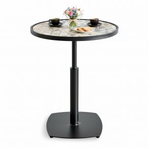 Bàn tròn mặt gạch chân sắt mâm đế vuông CFD68165