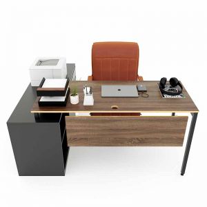 Bàn giám đốc 160x140 gỗ Plywood phủ melamin chân sắt Slean HBSL026