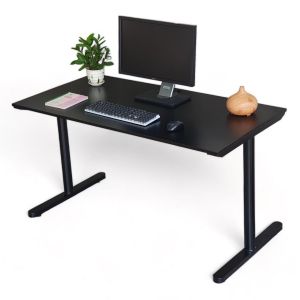 Bàn văn phòng 140x70cm gỗ cao su chân sắt lắp ráp hệ TIO HBTO004