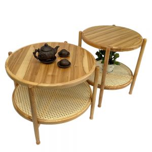 Bàn sofa đôi phòng khách gỗ sồi cao cấp TT68244