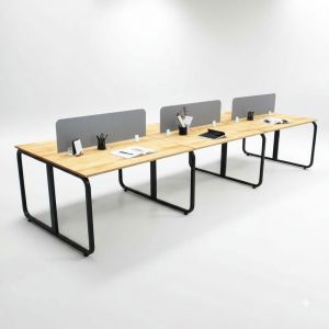 Bàn làm việc cụm 6 người ngồi chân sắt hệ Minimal HBMN033 Bàn làm việc cụm 6 người ngồi chân sắt hệ Minimal HBMN033