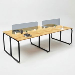 Bàn làm việc cụm 4 người ngồi chân sắt hệ Minimal HBMN032