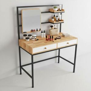 Bàn trang trang điểm có khay để đồ gỗ khung sắt BTD68075