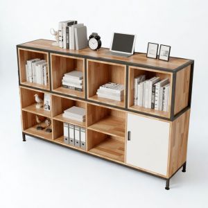 Kệ trang tris 160x35x100cm gỗ cao su KTB68224