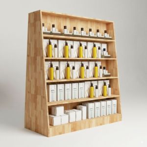 Kệ trưng bày mỹ phẩm 120x60x142cm gỗ cao su KTB68227