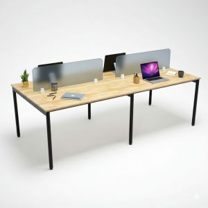 Bàn cụm 4 người 240x120cm chân sắt hệ OMA II gỗ cao su HBOM211