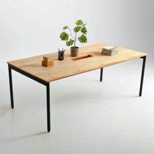 Bàn họp 200x100cm chân sắt hệ OMA II gỗ cao su HBOM208