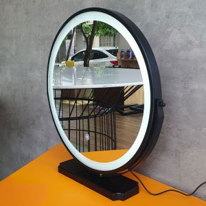 Gương trang điểm có đèn led hình tròn màu đen GNG014 Gương trang điểm có đèn led hình tròn màu đen GNG014