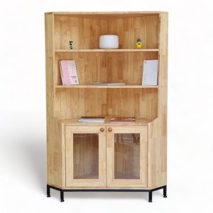 Tủ kệ góc tường gỗ cao su chân sắt KGT68023 Tủ kệ góc tường gỗ cao su chân sắt KGT68023
