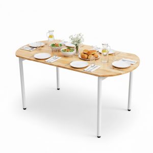 Bàn Oval 160x80cm gỗ cao su chân sắt hệ Hệ OMA II HBOM216 Bàn Oval 160x80cm gỗ cao su chân sắt hệ Hệ OMA II HBOM216