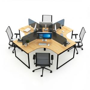 Bàn cụm 4 người ngồi gỗ cao su chân sắt hệ Slean HBSL031