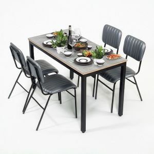 Combo bộ bàn ăn gỗ plywood và 4 ghế bọc nệm CBBA116