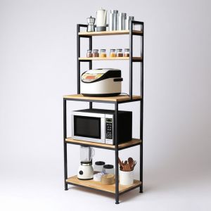 Kệ nhà bếp để lò vi sóng gỗ sao su khung sắt KB68039