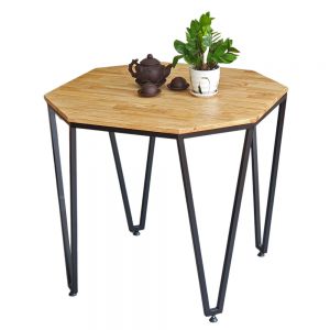 Bàn cafe hình lục giác 80cm gỗ cao su chân sắt CFD68172 Bàn cafe hình lục giác 80cm gỗ cao su chân sắt CFD68172