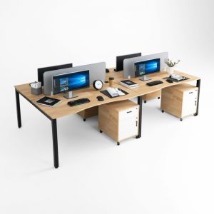 Bàn cụm 4 chỗ ngồi 280x140cm kèm tủ di động HBUC060