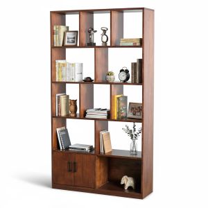 Kệ sách 5 tầng 100x30x180cm gỗ cao su có tủ KS68203 Kệ sách 5 tầng 100x30x180cm gỗ cao su có tủ KS68203