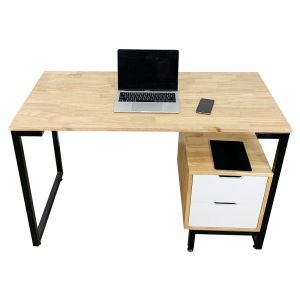 Bàn làm việc liền chân tủ cá nhân 120x60cm gỗ cao su BD68034