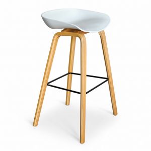 Ghế quầy bar mặt nhựa chân gỗ sồi cao cấp HOGCF68016