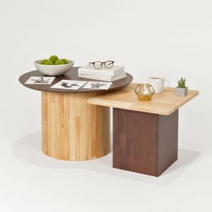 Bộ bàn sofa đôi phòng khách bằng gỗ cao su TT68249